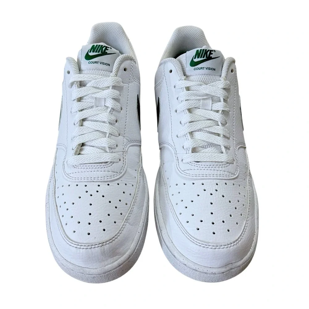 NIKE Court Vision Low Next Nature White Green Lace Up Men’s Athletic Shoe 8.5